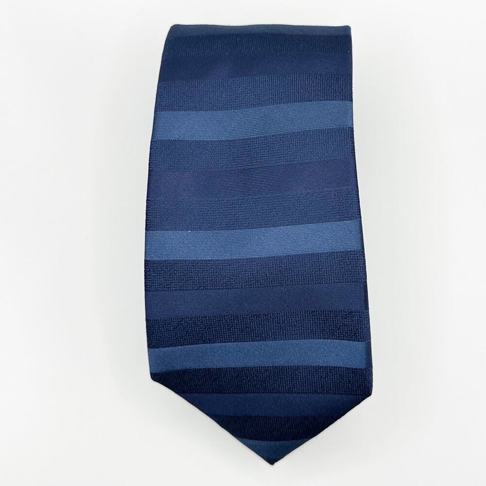 DKNY Men's 100% Silk Neck Tie Blue Striped Career Professional Classic 3” Preppy